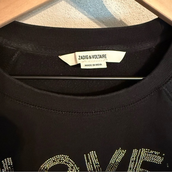 Zadig & Voltaire Black “Love” Embellished Crewneck Sweatshirt Size M Women - Picture 2 of 7